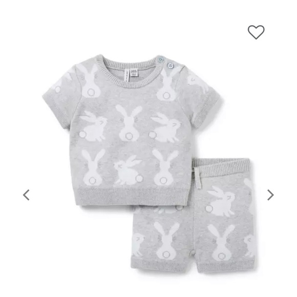 Janie and Jack Gray Bunny Matching Set - Picture 1 of 5